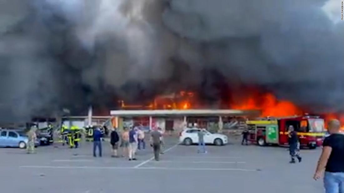 Russian airstrike hits busy shopping mall in central Ukraine, sparking fears of mass casualties
