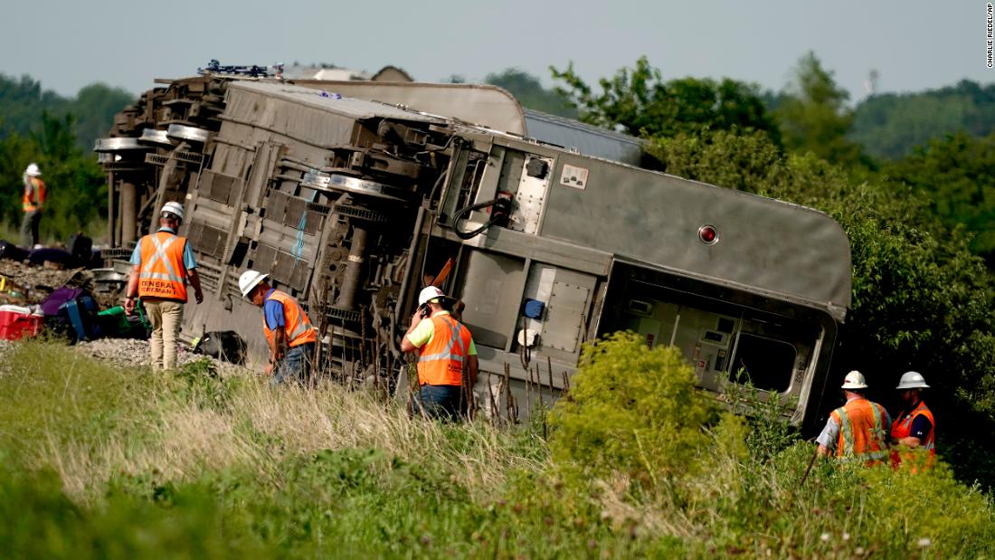 Multiple people killed and at least 50 injured when Amtrak train derails in Missouri after hitting dump truck