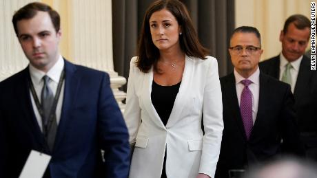 Cassidy Hutchinson, who was an aide to former White House Chief of Staff Mark Meadows during the administration of former U.S. President Donald Trump, arrives to testify during a public hearing of the U.S. House Select Committee to investigate the January 6 Attack on the U.S. Capitol, on Capitol Hill in Washington, U.S., June 28, 2022. REUTERS/Kevin Lamarque