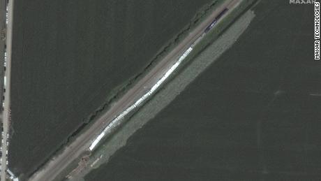 A satellite image shows the scene of the derailment in Chariton County, Missouri.