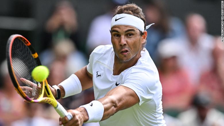 Nadal reaches for a return against Cerundolo. 