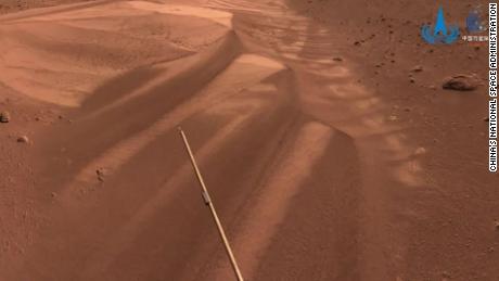 An image of dunes on Mars, taken by the Zhurong rover of the Tianwen-1 probe shortly before it entered dormancy in May 2022.