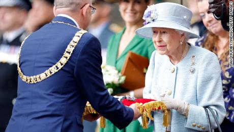 The monarch made her first public appearance since her Jubilee celebrations at the Keys Ceremony in the forecourt of the Palace of Holyroodhouse on Monday.  She seemed to be in good spirits despite her recent mobility issues as she was symbolically presented with the keys to Edinburgh.