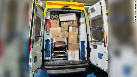 One of three ambulances loaded with first aid resources and funded by Hong Kong donors is to be flown from Spain to Ukraine.