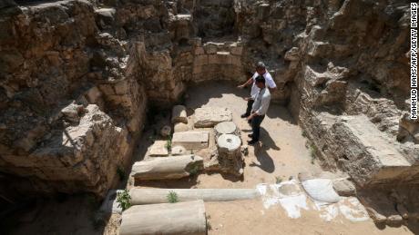 Gazze Şeridi'ndeki bir başka arkeolojik sit alanı olan Saint Hilarion'dan bir görünüm, 8 Haziran'da Saint Hilarion bölgesi, Fransız STK Premiere Urgence Internationale tarafından da destekleniyor. 