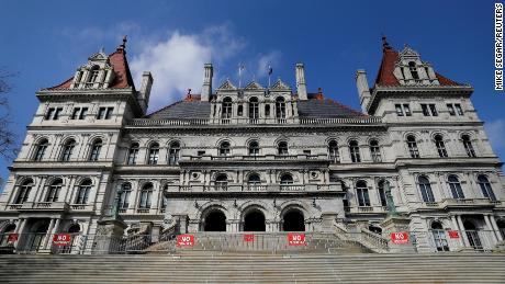A view of the New York State Capitol in Albany, New York, U.S., March 3, 2021. 