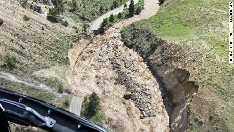 Yellowstone&#39;s North Entrance Road was washed out by the flooding.