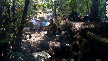 Eine ukrainische Territorialverteidigungsposition in der Ostukraine.