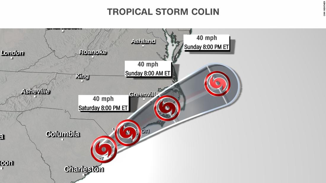 Tropical Storm Colin dissipates over eastern North Carolina