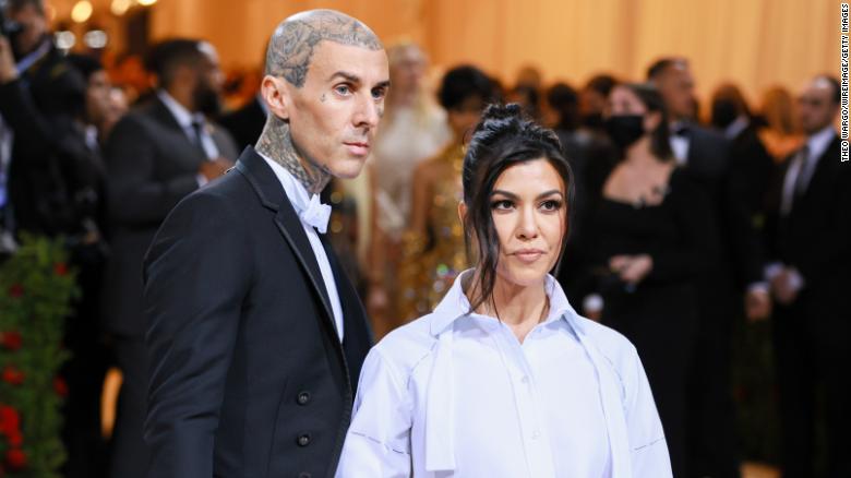 Travis Barker and Kourtney Kardashian, here at the Met Gala in May, shared their appreciation for the medical care Barker has received this week.
