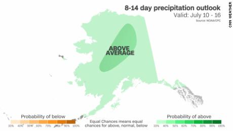 The long range forecast indicates that Alaska could receive some much needed rain for fire scorched and drought-stricken areas by mid-July.