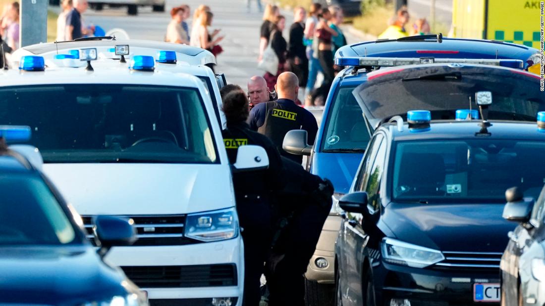 Police at the Field&#39;s shopping center in Copenhagen, Denmark, following a shooting on July 3. Several people were killed and several wounded in the shooting, Danish police said. 