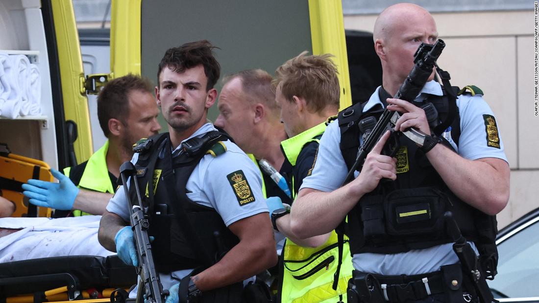 Armed police attend reports of a shooting at the Field&#39;s shopping center in Copenhagen, Denmark, on July 3.