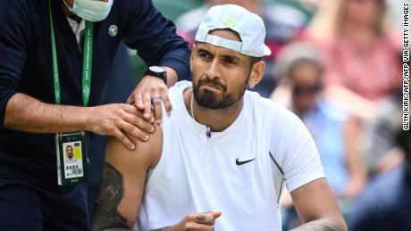 Kyrgios needed medical treatment midway through the match against Nakashima. 