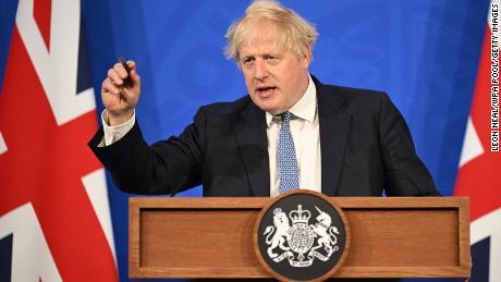Prime Minister Boris Johnson holds a press conference in response to the publication of the Sue Gray report Into &quot;Partygate&quot; at Downing Street on May 25, 2022 in London.