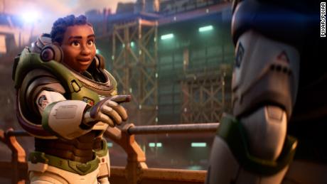 The character Alisha Hawthorne in Pixar&#39;s animated movie &quot;Lightyear.&quot; Disney released the film, about titular space ranger Buzz Lightyear, in June.