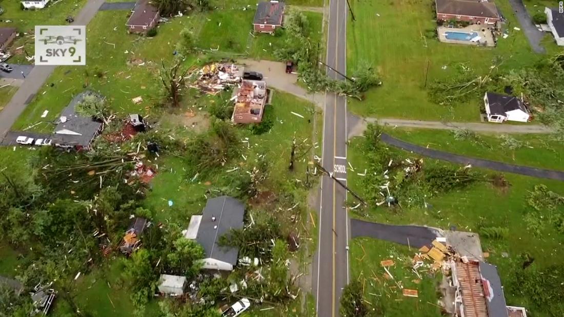 Possible tornado causes significant damage in Ohio town, displacing