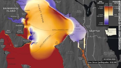 The Washington State Department of Natural Resources (DNR) has released a simulation that shows the impact of a major earthquake on the Seattle Fault.