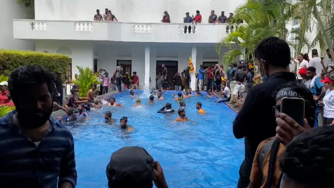 Protesters in Sri Lanka have stormed the President's home and swimming pool