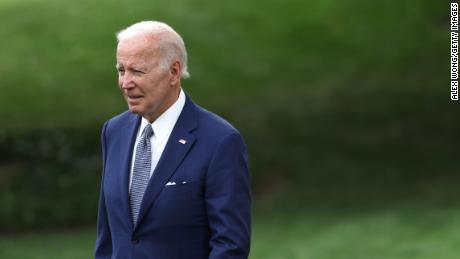 President Joe Biden is seen on the South Lawn of the White House on July 8, 2022. 