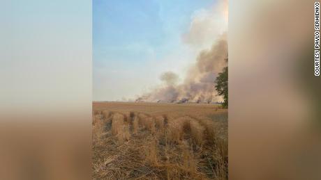 Pavlo Serhienko said he had to extinguish many fires which had started on his farm.