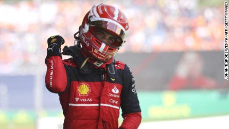Charles Leclerc celebrates winning the Austrian Grand Prix.