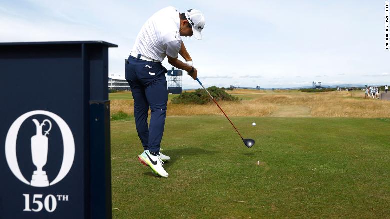 Japan&#39;s Keita Nakajima in action during a practice round ahead of the 150th Open at St. Andrews.