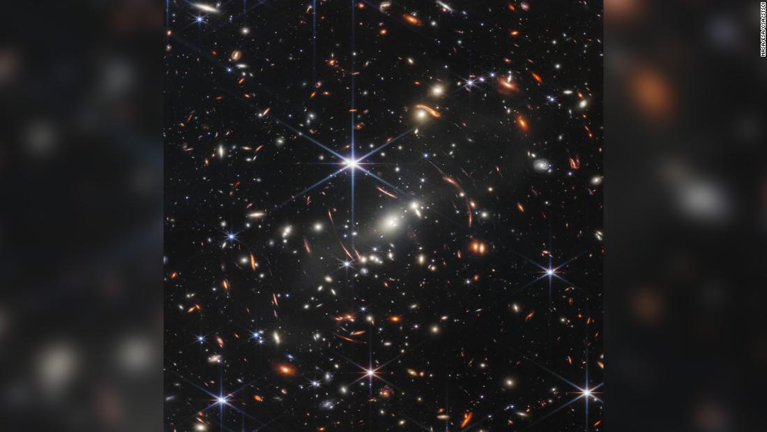 NASA and Biden released the first image from the Webb telescope, showing a massive group of galaxy clusters and light from more distant galaxies from shortly after the Big Bang created the universe