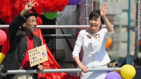 Aki Abe takes part in the Tokyo Rainbow Pride on April 27, 2014 in Tokyo, Japan. 