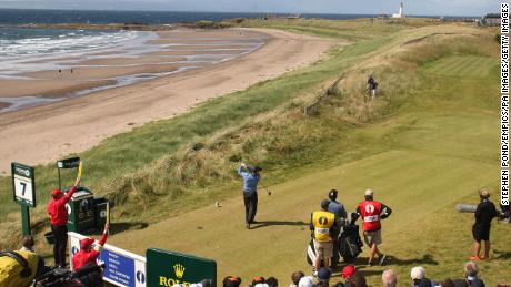 Tom Watson at the 7th tee on the fourth day of the 2009 Open Championship at Turnberry Golf Club.