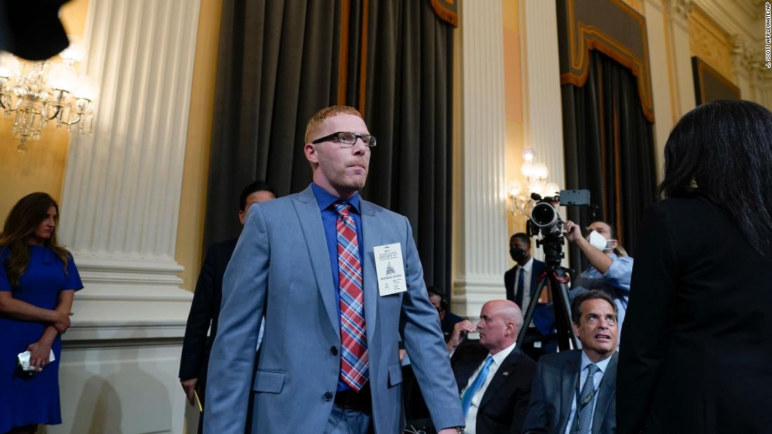 Ayres, who in June pleaded guilty to entering the Capitol illegally, arrives to testify on July 12. &lt;a href=&quot;https://www.cnn.com/politics/live-news/january-6-hearings-july-12/h_b3aeb2734cbef30a181e581644c7425b&quot; target=&quot;_blank&quot;&gt;Ayres said in his testimony&lt;/a&gt; that he believed that Trump would be marching to the Capitol with his supporters on January 6: &quot;I think everybody thought he would be coming down. He said in his speech ... it was kind of like he was going to be there with us. ... I believed it.&quot;