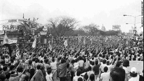 The People Power Revolution overthrew dictator Ferdinand Marcos Sr. in 1986.