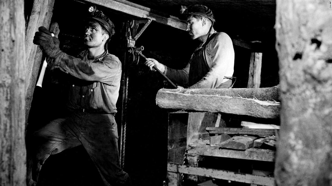 Starting in the 1800s, the coal mining industry provided economic opportunity for the state of Ohio. Many of these mines were later abandoned, resulting in environmental problems. Pictured, two miners at Willows Grove Mine, Ohio, May 1946.