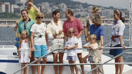 Diana and Prince Charles enjoy a summer holiday in Majorca on board King Juan Carlos of Spain&#39;s yacht in 1990.