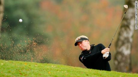 Ford playing from the bunker during the Srixon PGA Playoffs in October 2009. 
