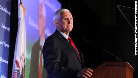 Former Vice President Mike Pence delivers a speech on the economy at the University Club of Chicago on Monday, June 20, 2022.