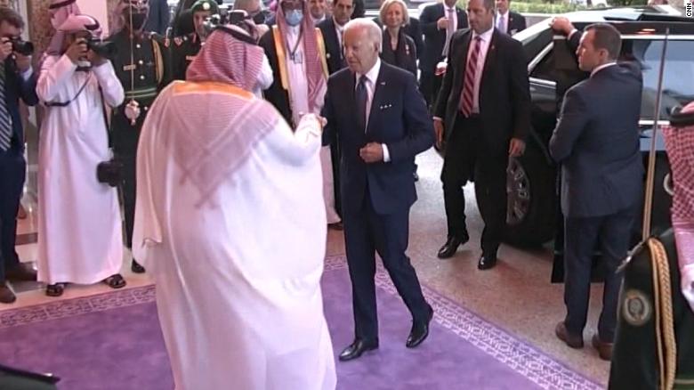 See how Biden and the Saudi Arabian Crown Prince greet each other