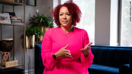 Nikole Hannah-Jones is interviewed at her home in the Brooklyn borough of New York on July 6, 2021.