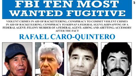 FBI mencari poster untuk Rafael Caro Quintero.