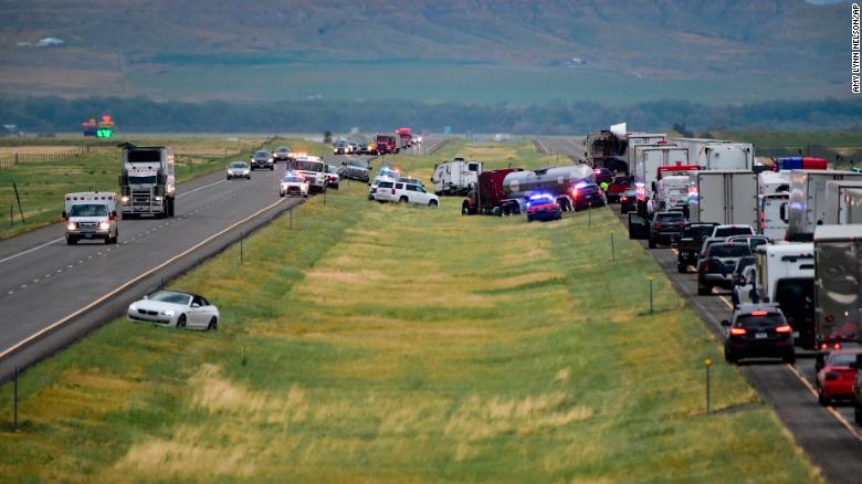 Dust storm causes a 21-vehicle pileup in Montana, killing six