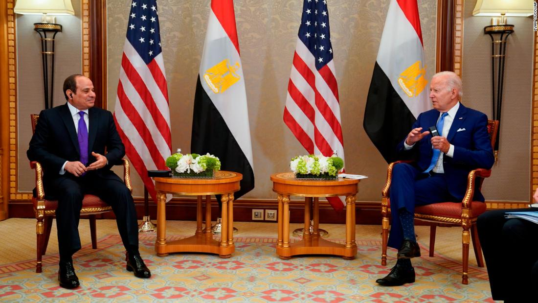 President Joe Biden meets with Egyptian President Abdel Fattah al-Sisi on Saturday.
