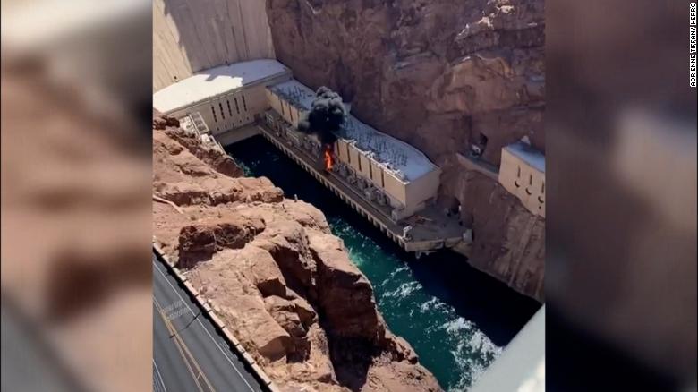 Transformer bursts into flames at the Hoover Dam
