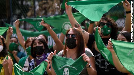 Women protest  outside the US Embassy in Mexico City after the US Supreme Court decision to overturn Roe v. Wade. 