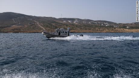 Tunisian Coastguard boats patrol the Tunisian shores looking for migrant boats.