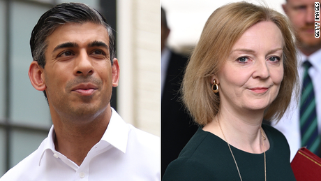 Conservative party leader candidates Rishi Sunak and Liz Truss. 
