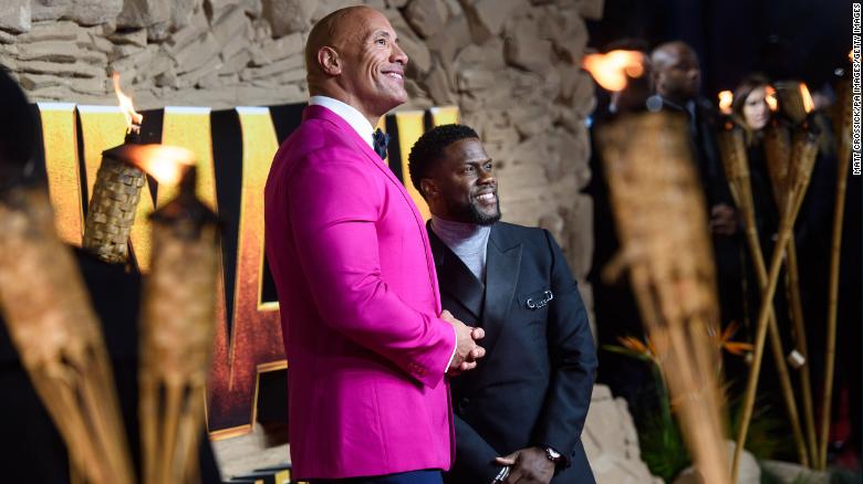 Dwayne Johnson (left) and Kevin Hart, seen here attending the &#39;Jumanji: The Next Level&#39; UK premiere in Waterloo, London, recently took part in an internet challenge with hilarious results. 