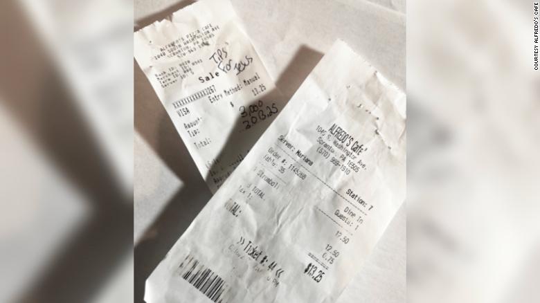 A customer left a $3,000 tip on his $13.25 bill for a stromboli at Alfredo's Cafe in Scranton. 