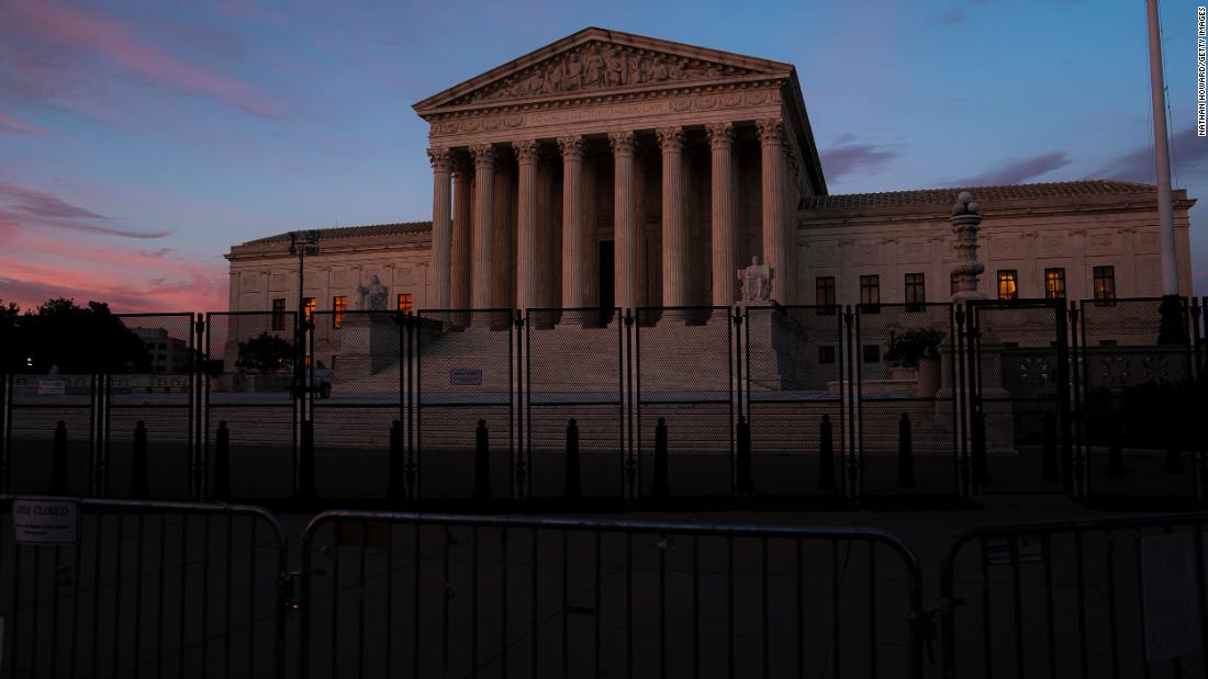 The sun sets in front of the Supreme Court on June 28, 2022, in Washington. A Supreme Court decision last month  overturned the landmark Roe v. Wade ruling and erased a federal right to an abortion. 