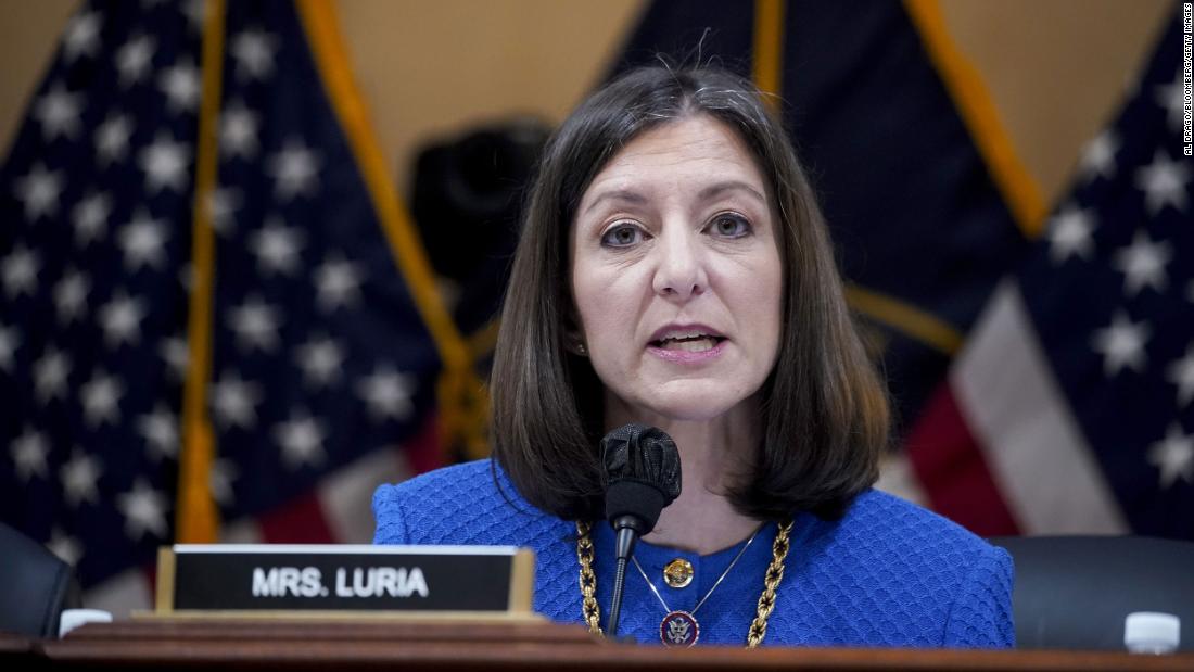 US Rep. Elaine Luria speaks during the hearing on July 21. She and Rep. Adam Kinzinger were the committee members leading the hearing that day. &quot;What you will learn is that President Trump sat in his dining room and watched the attack on television while his senior-most staff, closest advisers, and family members begged him to do what is expected of any American president,&quot; &lt;a href=&quot;https://www.cnn.com/politics/live-news/january-6-hearings-july-21/h_c71009c748de71a786efe7f600ada019&quot; target=&quot;_blank&quot;&gt;she said.&lt;/a&gt;