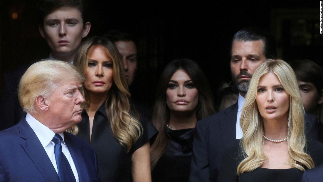 Trump is seen with former first lady Melania Trump and several other family members as they attend &lt;a href=&quot;https://www.cnn.com/2022/07/20/politics/ivana-trump-funeral/index.html&quot; target=&quot;_blank&quot;&gt;the funeral of his first wife, Ivana,&lt;/a&gt; in New York in July 2022.